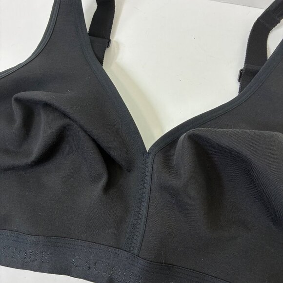 Cacique Black Full Coverage Unlined No-Wire Bra 44DD Logo Band Comfort Fit - Picture 3 of 8